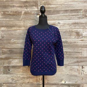 💙Liz Claiborne Blue and Pink Polka Dot Sweater💙